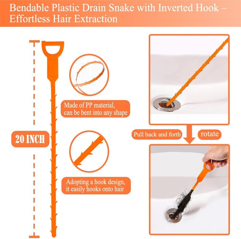 launary Drain Snake Auger, Plumbing Snake Drain Hair Clog Removal Tool, Heavy Duty Toilet Snake Auger, Sink Unclogger Drain Cleaner Tool for Bathroom Kitchen Tub Shower Drain Clog Remover with Gloves（33 Feet） - Image 5